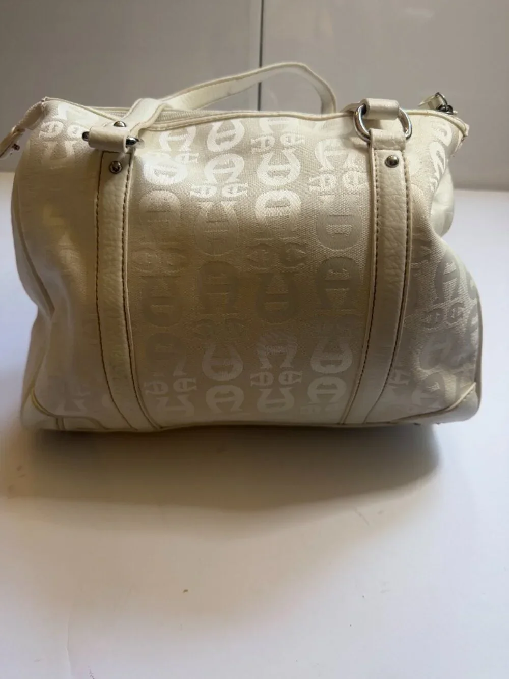 Aigner Monogram Cream Satchel